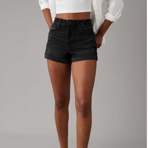 American Eagle AE Stretch Denim Mom Short True Black Size 000
